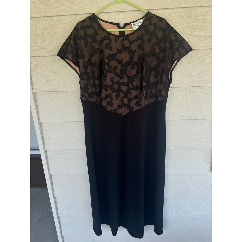 Jeffrey & Dara Evenings by Tom Barra Vintage Velvet Flock Midi Dress Size 16